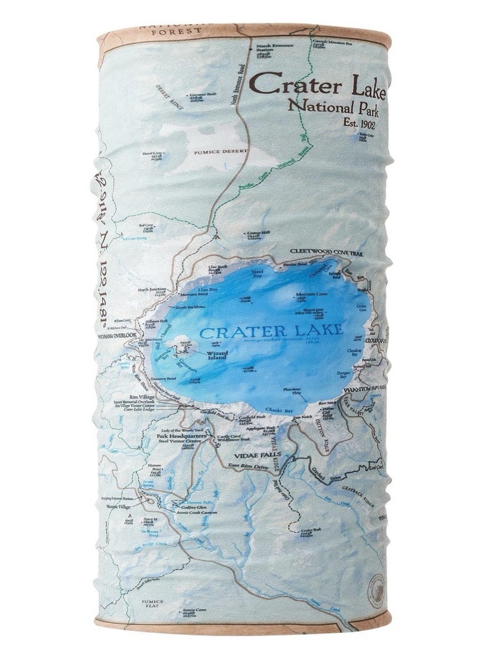 McGovern Maps Bana Crater Lake Map Neck Gaiter